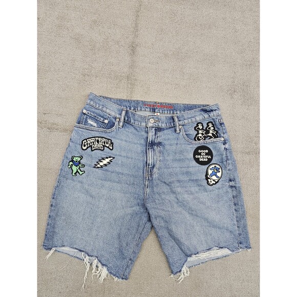 Grateful Dead Lucky Brand Vintage Loose Denim Shorts 34 Blue Limited Edition - Picture 1 of 13